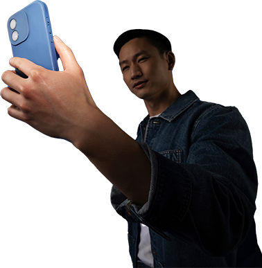 man looking at phone